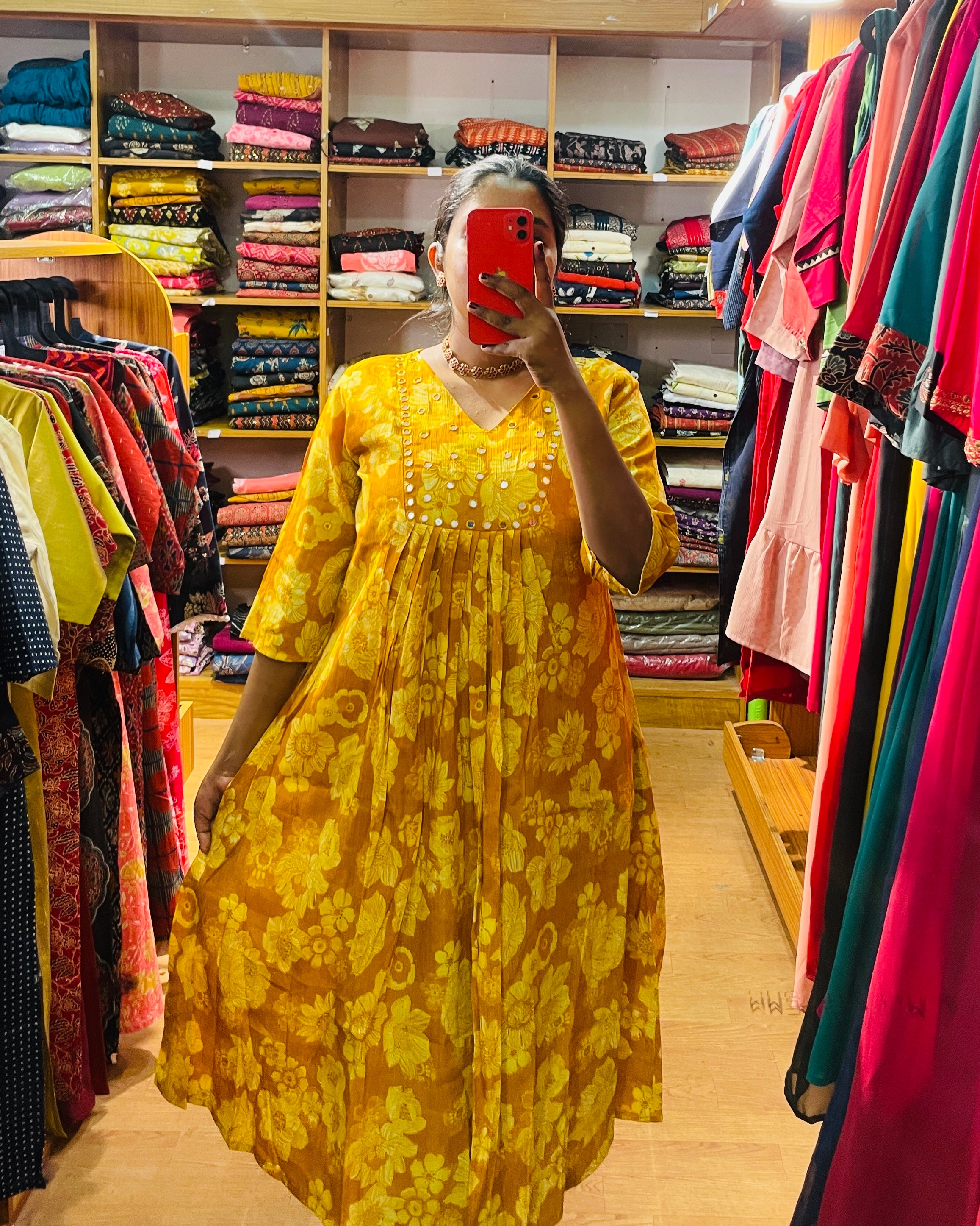 Sunflower Bloom Vatican Fabric A-Line Dress