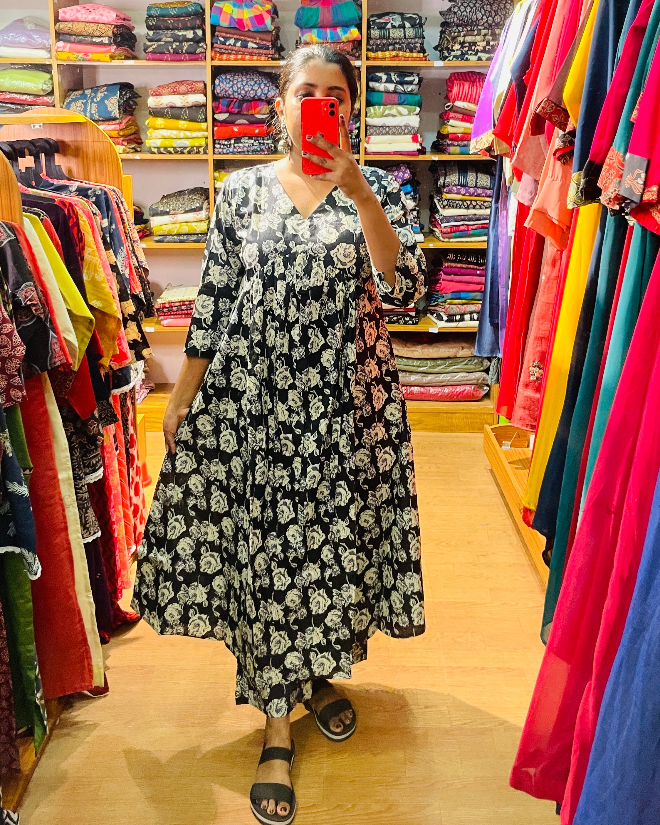 Indira Black-and-White Floral Coord Set
