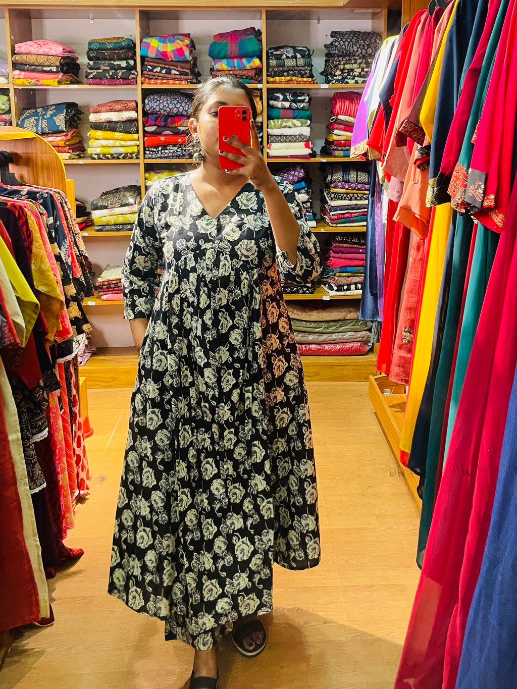 Indira Black-and-White Floral Coord Set