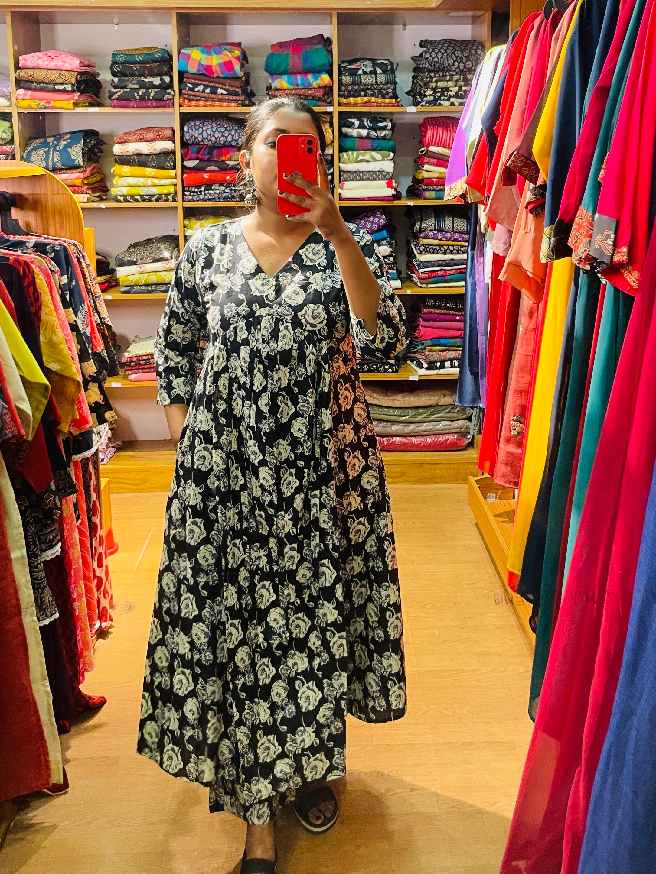 Indira Black-and-White Floral Coord Set