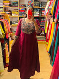 Maroon Handworked Panel Cut Lycra Kurti