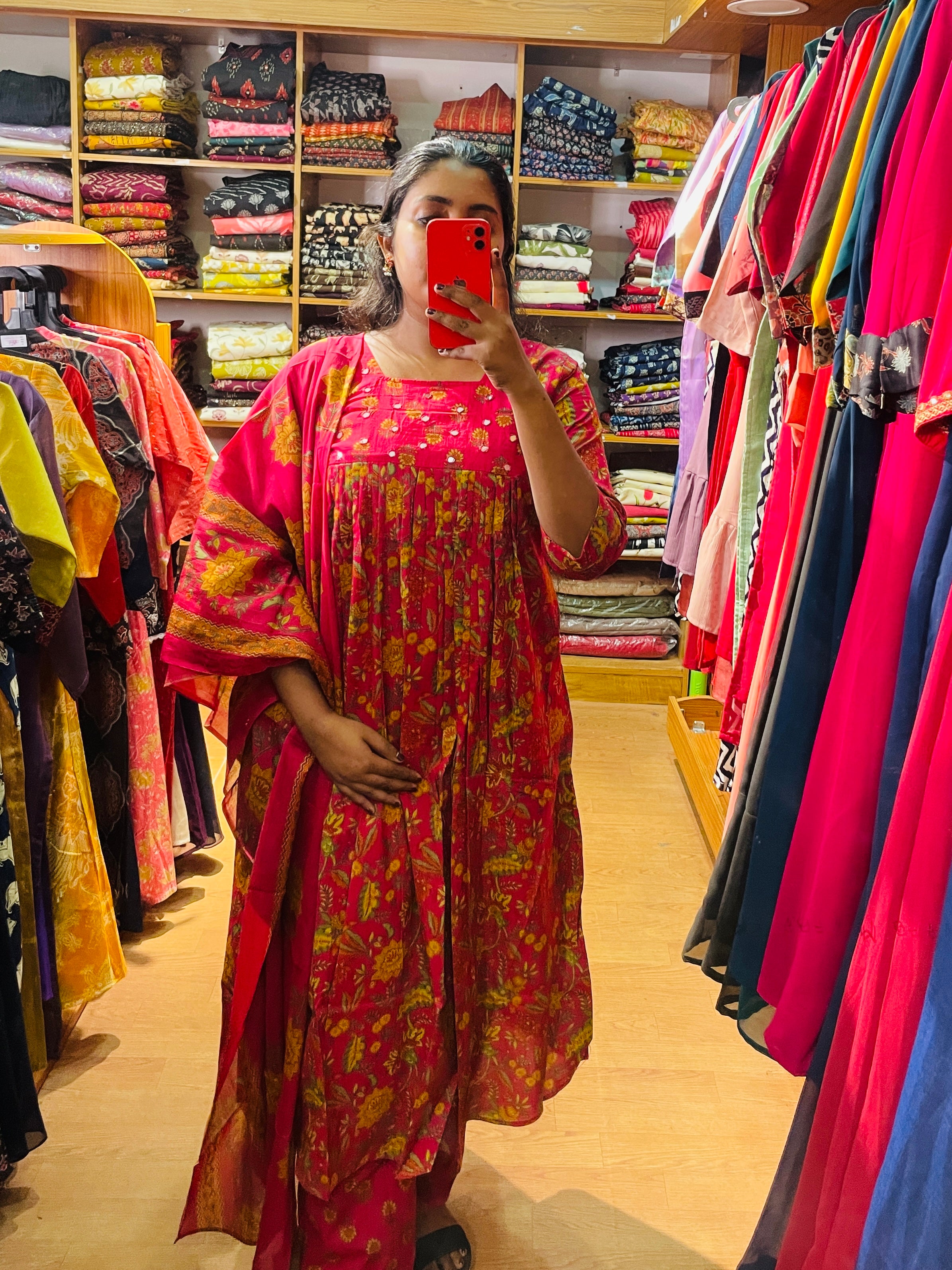 Kasturi Pink Cotton 3-Piece Set
