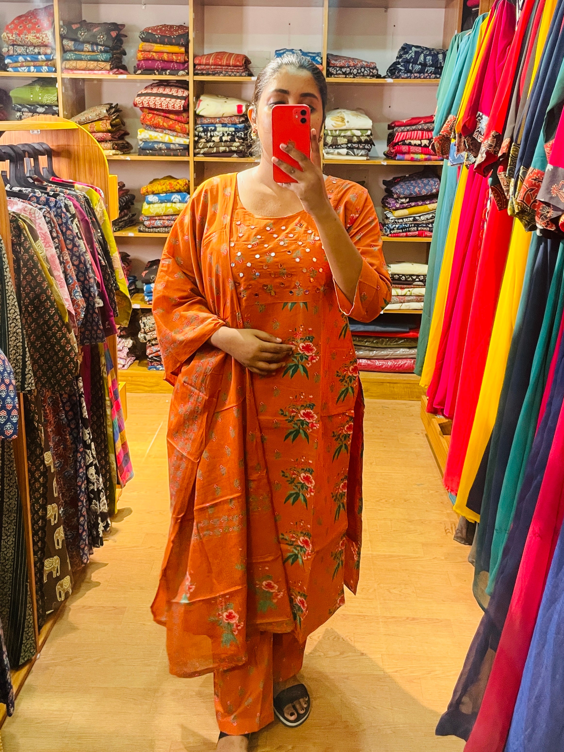 Ashmita – Burnt Orange Printed Cotton 3pc Set