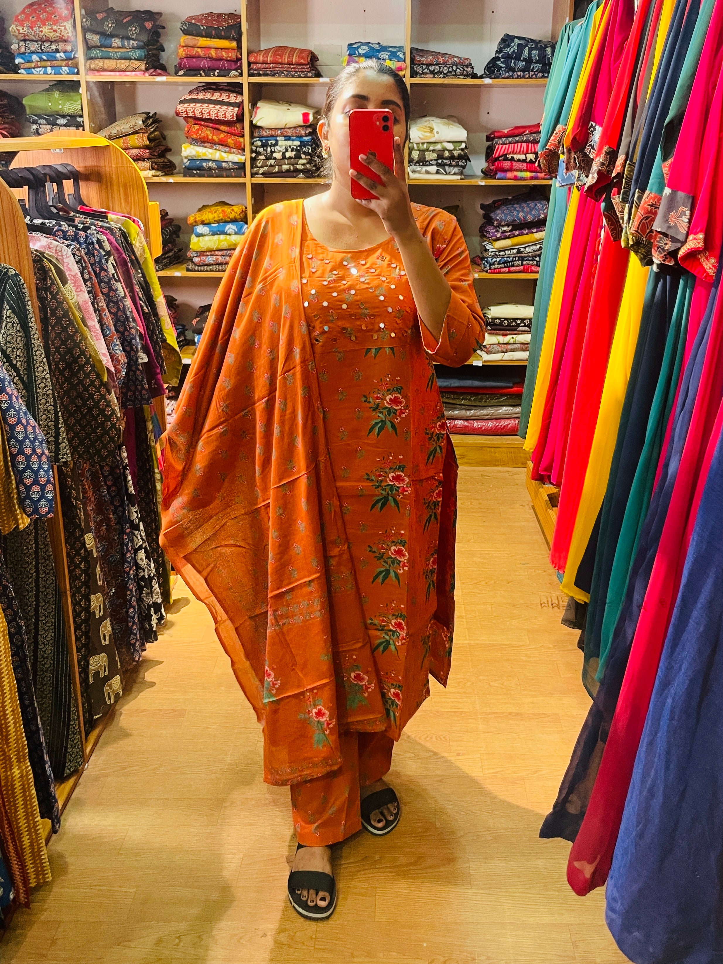 Ashmita – Burnt Orange Printed Cotton 3pc Set