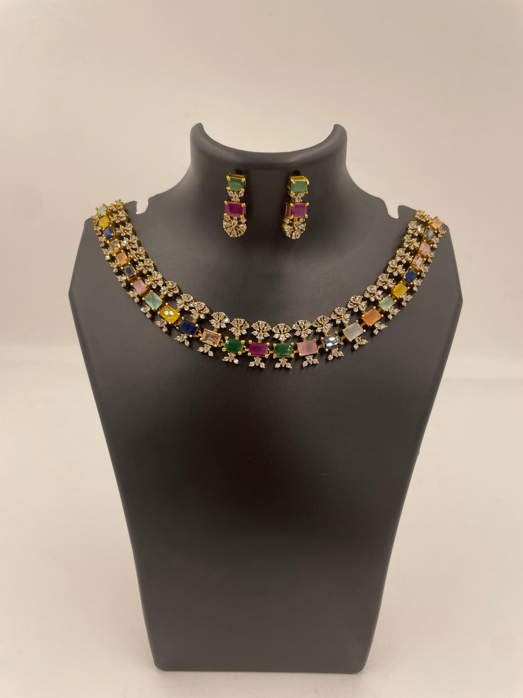 Navika Victorian-Inspired Navarathna Necklace Set