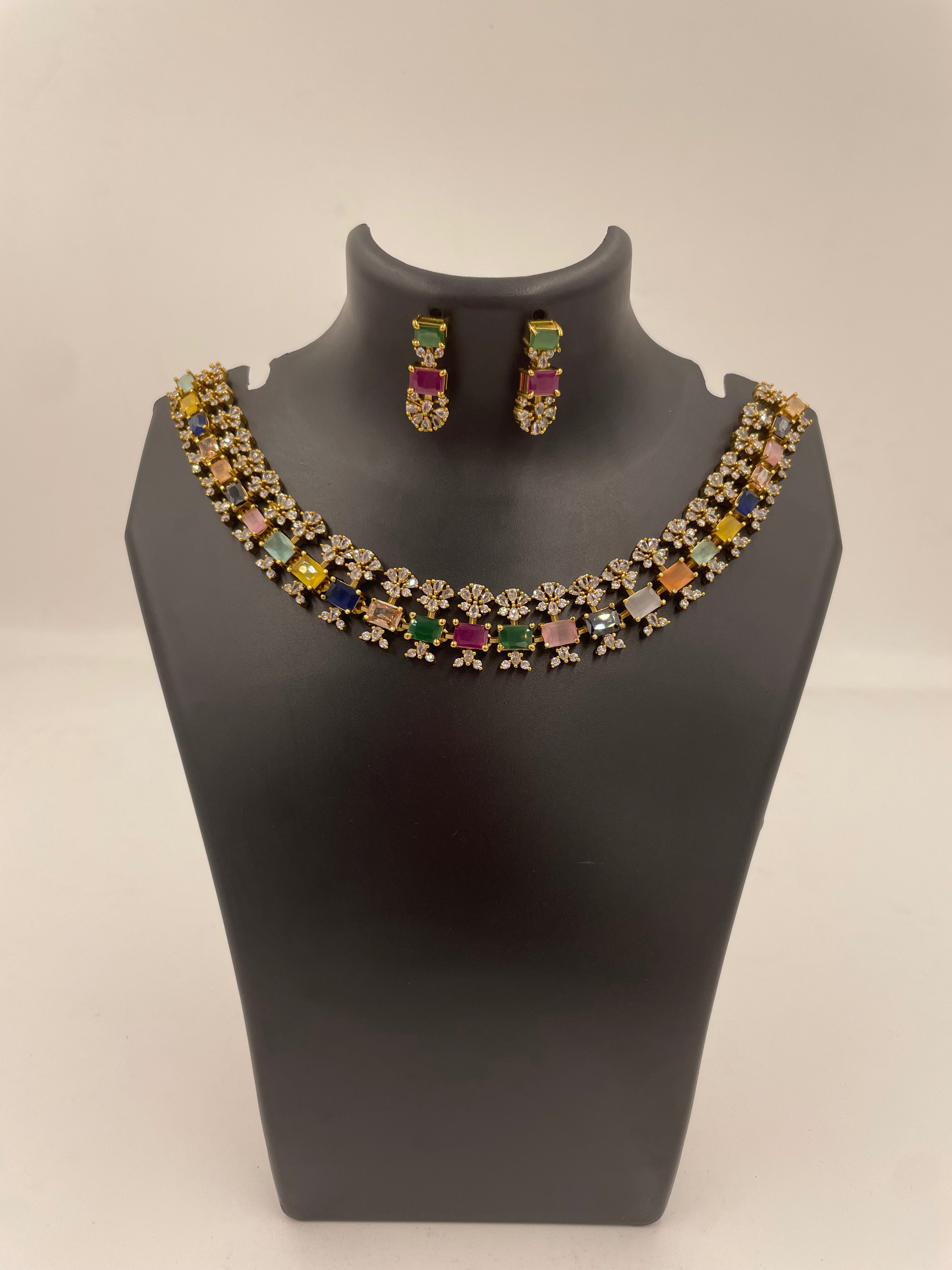 Navika Victorian-Inspired Navarathna Necklace Set