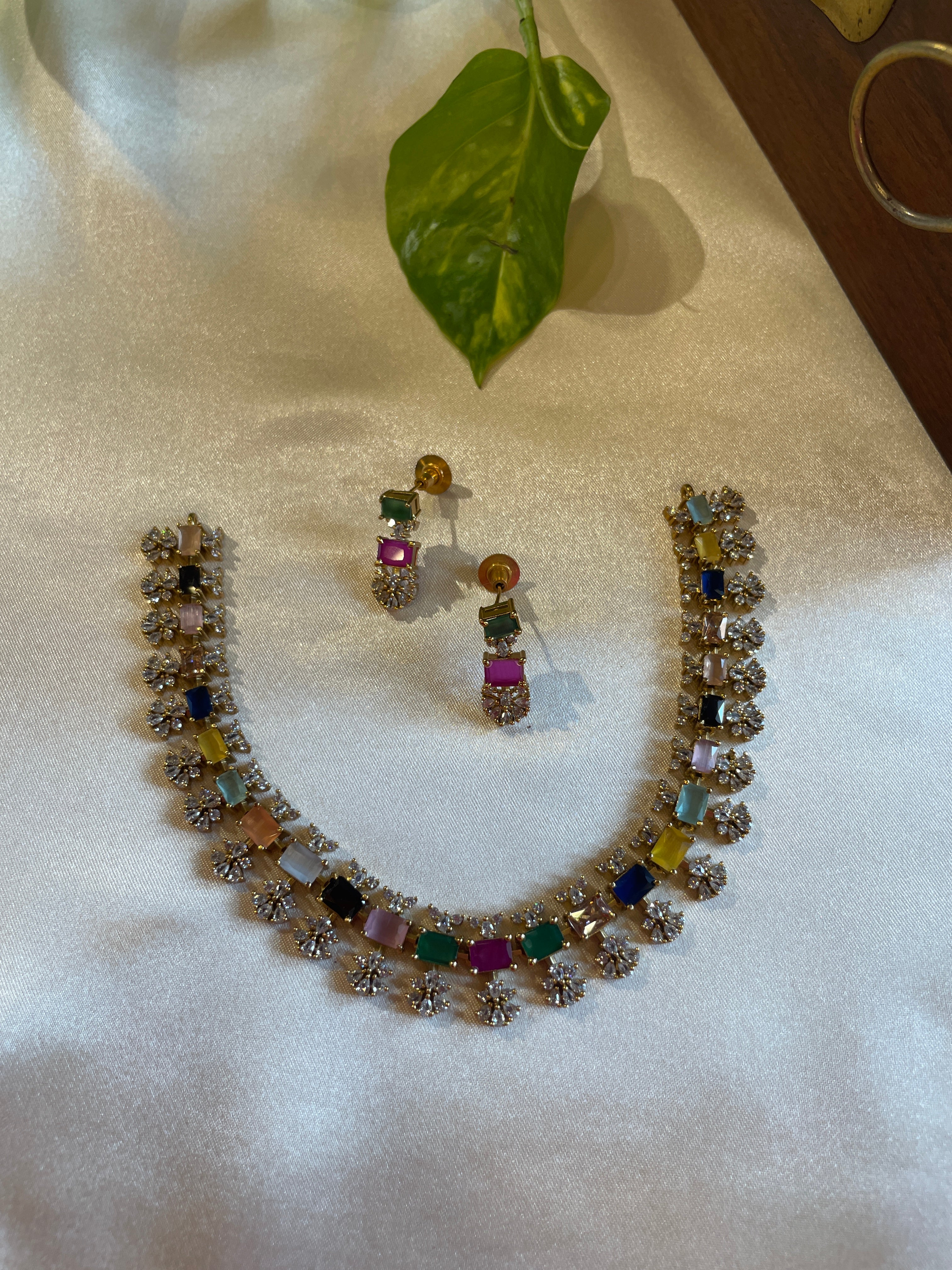 Navika Victorian-Inspired Navarathna Necklace Set