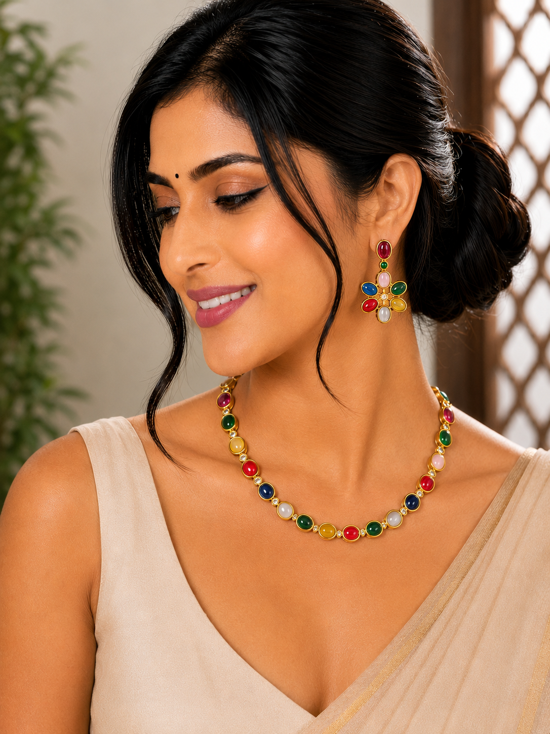 Navika Navarathna Statement Necklace Set