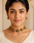 Vasudha – Green & Pink Temple Motif Choker Set