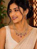 Aadhira Ruby & White AD Necklace Set
